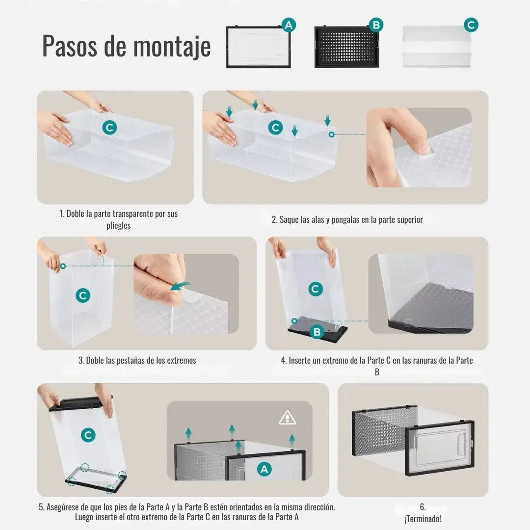 Zapatero transparente | organizador plegable que ahorra espacio, caja para zapatos