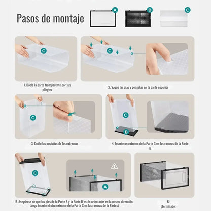 Zapatero transparente | organizador plegable que ahorra espacio, caja para zapatos